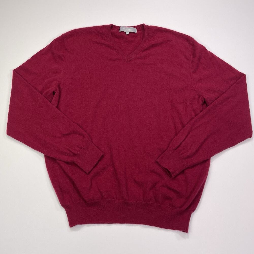 Neiman Marcus Cloud Cashmere Sweater Mens 2XL Red V-Neck Long Sleeve Lux Knit